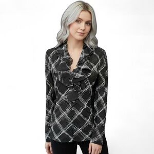 INC International Concepts Lightweight Ruffle Button Down Blouse Like New! S